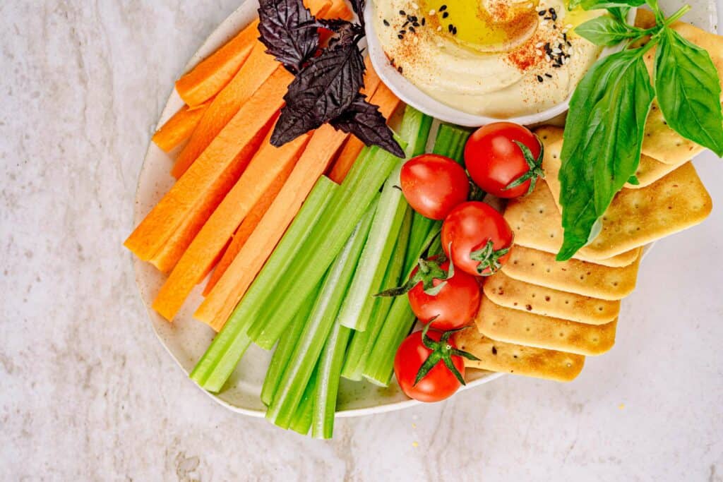 Carrot sticks and hummus