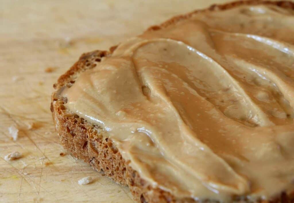 whole grain bread and peanut butter